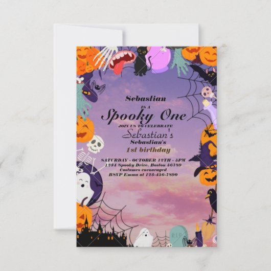 Spooky One Cute Halloween Ghost 1e verjaardag Kaart (Voorkant)