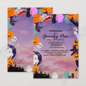 Spooky One Cute Halloween Ghost 1e verjaardag Kaart (Voorkant / Achterkant)