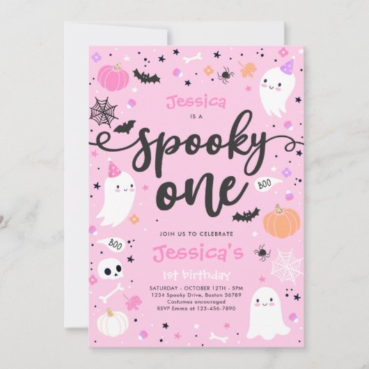 Spooky One Cute Halloween Ghost 1e verjaardag Kaart (Voorkant)