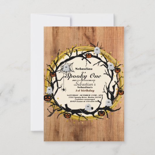 Spooky One Cute Halloween Ghost 1e verjaardag Kaart (Voorkant)