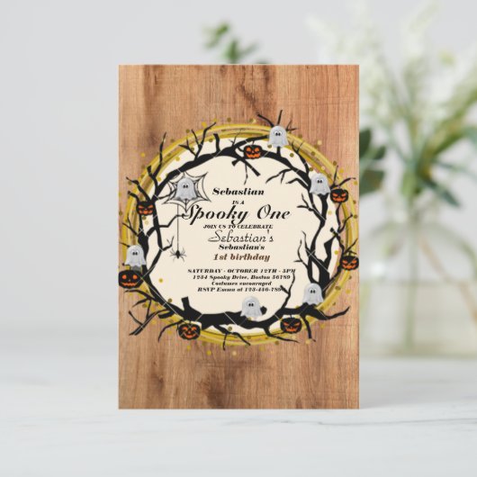 Spooky One Cute Halloween Ghost 1e verjaardag Kaart (Staand voorkant)