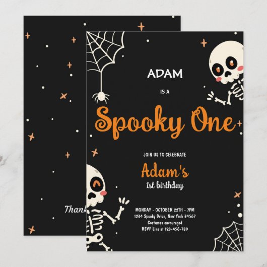 Spooky One Cute Halloween Ghost 1e verjaardag Kaart (Voorkant / Achterkant)