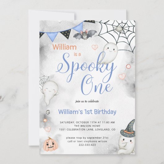 Spooky One Cute Halloween Ghost 1e verjaardag Kaart (Voorkant)