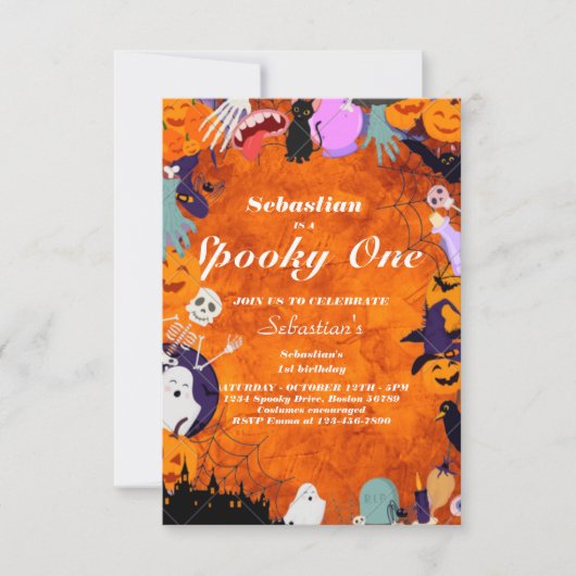 Spooky One Cute Halloween Ghost 1e verjaardag Kaart (Voorkant)