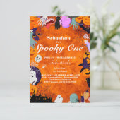 Spooky One Cute Halloween Ghost 1e verjaardag Kaart (Staand voorkant)