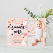 Spooky One Cute Halloween Ghost 1e verjaardag Kaart (Staand voorkant)