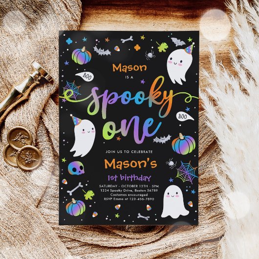 Spooky One Cute Halloween Ghost 1e verjaardag Kaart