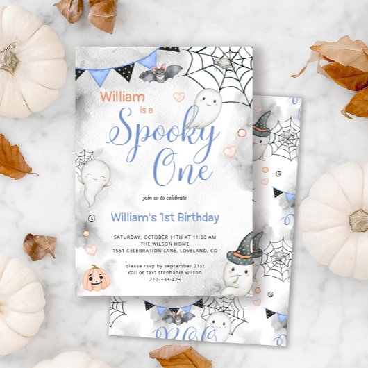 Spooky One Cute Halloween Ghost 1e verjaardag Kaart