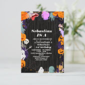 Spooky One Cute Halloween Ghost 1e verjaardag Kaart (Staand voorkant)