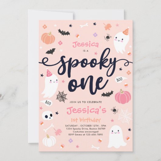 Spooky One Cute Halloween Ghost 1e verjaardag Kaart (Voorkant)