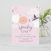 Spooky One Cute Halloween Ghost 1e verjaardag Kaart (Staand voorkant)