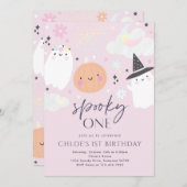 Spooky One Cute Halloween Ghost 1e verjaardag Kaart (Voorkant / Achterkant)