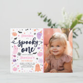 Spooky One Cute Halloween Ghost 1e verjaardag Kaart (Staand voorkant)