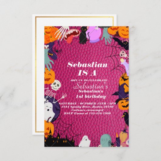 Spooky One Cute Halloween Ghost 1e verjaardag Kaart (Voorkant / Achterkant)