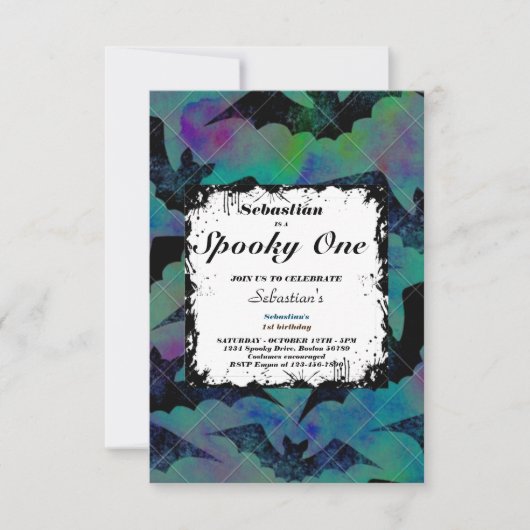 Spooky One Cute Halloween Ghost 1e verjaardag Kaart (Voorkant)