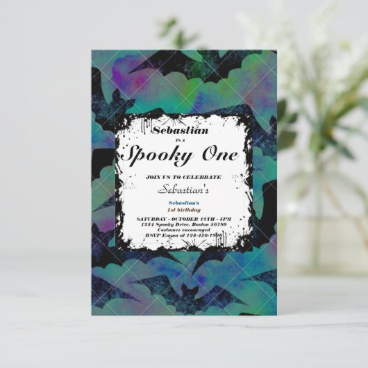 Spooky One Cute Halloween Ghost 1e verjaardag Kaart (Staand voorkant)