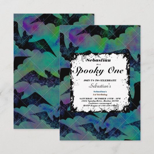 Spooky One Cute Halloween Ghost 1e verjaardag Kaart (Voorkant / Achterkant)