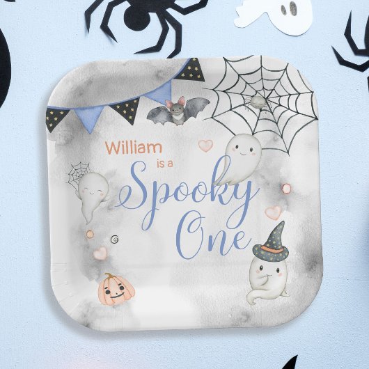 Spooky One Cute Halloween Ghost 1e verjaardag Papieren Bordje