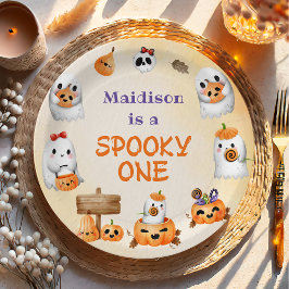 Spooky One Cute Halloween Ghost 1e verjaardag Papieren Bordje