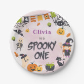 Spooky One Cute Halloween Ghost 1e verjaardag Papieren Bordje (Voorkant)