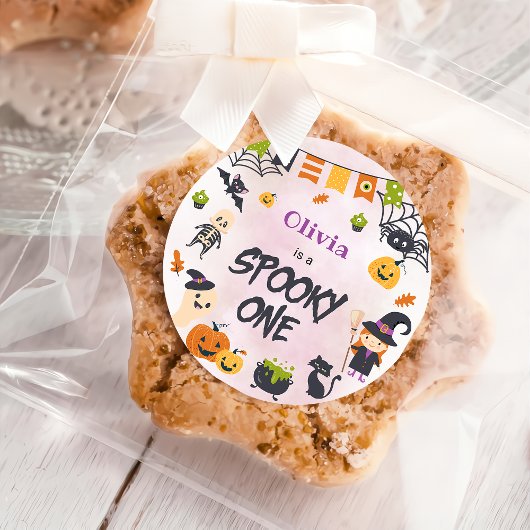 Spooky One Cute Halloween Ghost 1e verjaardag Ronde Sticker