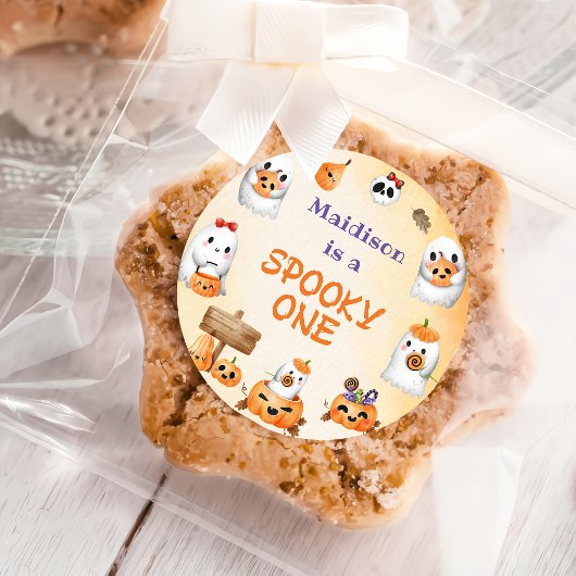 Spooky One Cute Halloween Ghost 1e verjaardag Ronde Sticker