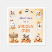 Spooky One Cute Halloween Ghost 1e verjaardag Servet (Voorkant)