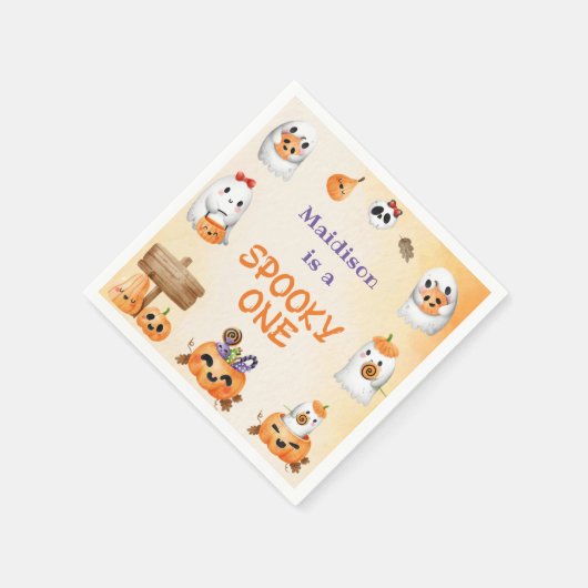 Spooky One Cute Halloween Ghost 1e verjaardag Servet (Hoek)