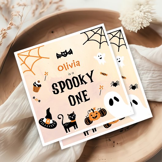 Spooky One Cute Halloween Ghost 1e verjaardag Servet