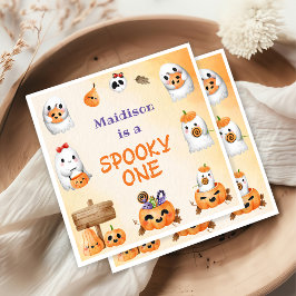 Spooky One Cute Halloween Ghost 1e verjaardag Servet