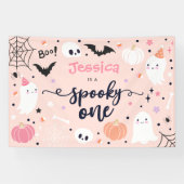 Spooky One Cute Halloween Ghost 1e verjaardag Spandoek (Horizontaal)