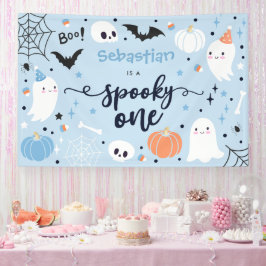 Spooky One Cute Halloween Ghost 1e verjaardag Spandoek