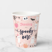 Spooky One Cute Halloween Ghost 1st Birthday Decor Papieren Bekers (Achterkant)