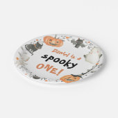 Spooky One Cute Halloween Ghost 1st Birthday Decor Papieren Bordje (Gekanteld)
