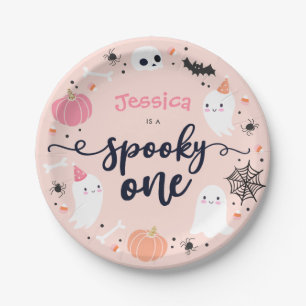 Spooky One Cute Halloween Ghost 1st Birthday Decor Papieren Bordje
