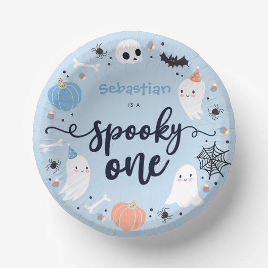 Spooky One Cute Halloween Ghost 1st Birthday Decor Papieren Kommen (Voorkant)