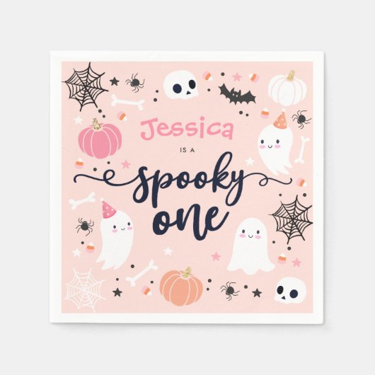 Spooky One Cute Halloween Ghost 1st Birthday Decor Servet (Voorkant)