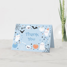 Spooky One Cute Halloween Ghost Birthday Party Bedankkaart