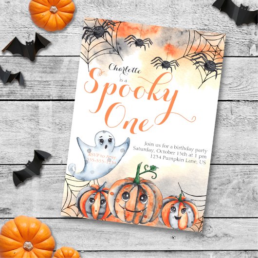 Spooky One Cute Waterverf Halloween 1e verjaardag Kaart