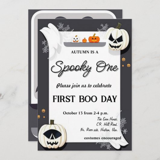 Spooky One First Birthday Invitation Feestdagenkaart (Voorkant / Achterkant)
