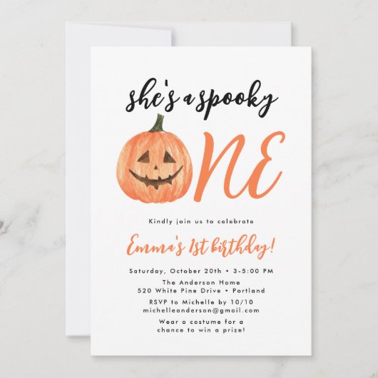 Spooky One First Birthday Party Invitation Kaart (Voorkant)