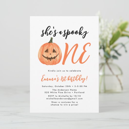 Spooky One First Birthday Party Invitation Kaart (Staand voorkant)