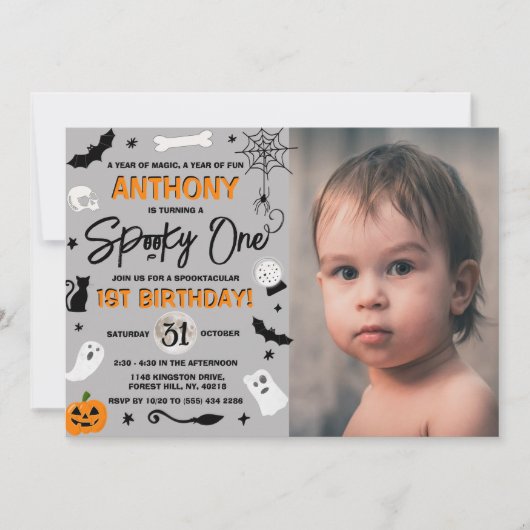 Spooky One! Foto van Halloween 1st Birthday Kaart (Voorkant)