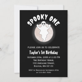 Spooky One Fun Halloween Ghost Eerste 1e Verjaarda Kaart