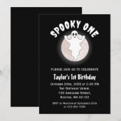 Spooky One Fun Halloween Ghost Eerste 1e Verjaarda Kaart (Voorkant / Achterkant)