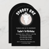 Spooky One Fun Halloween Ghost Eerste 1e Verjaarda Kaart (Voorkant / Achterkant)