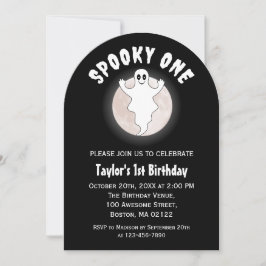 Spooky One Fun Halloween Ghost Eerste 1e Verjaarda Kaart