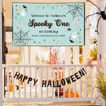 Spooky One Gender Neutral Halloween 1st Birthday Spandoek<br><div class="desc">Viel je eerste verjaardag van je kleine met dit ongelooflijk schattige en spookachtige verjaardagsthema. Bekijk de winkel van EmmyINK voor meer overeenkomende decor.</div>