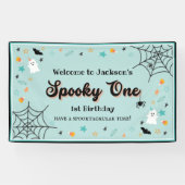 Spooky One Gender Neutral Halloween 1st Birthday Spandoek (Horizontaal)