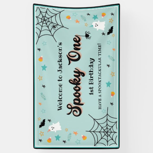 Spooky One Gender Neutral Halloween 1st Birthday Spandoek (Verticaal)